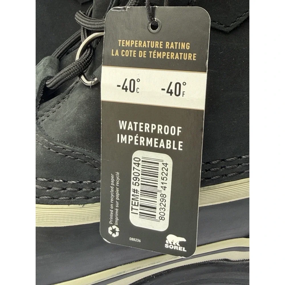 Sorel Caribou Waterproof Insulated Winter Boots Black Mens 11 1523773 NWOB